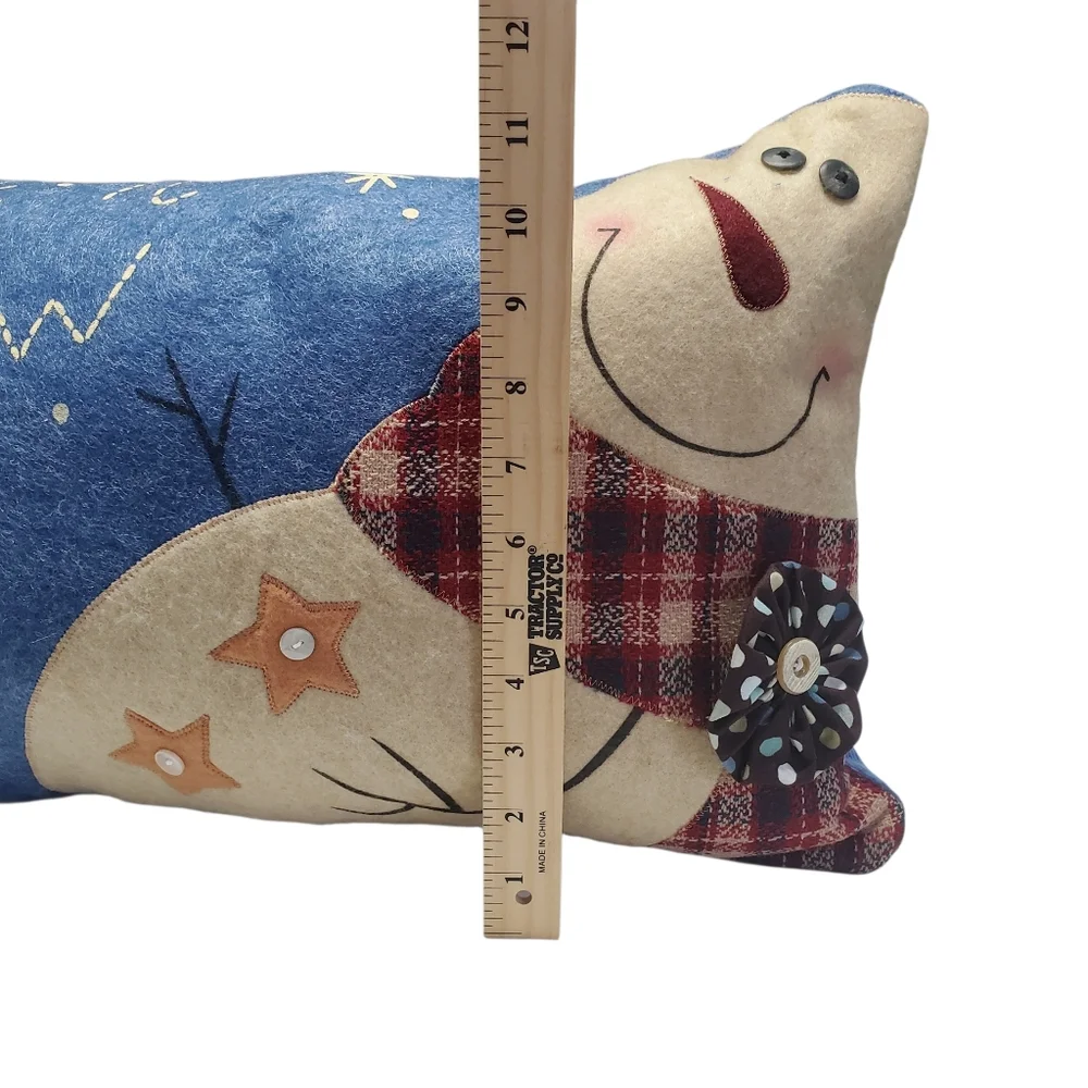 NEW Homemade Festive Snowman Throw Pillow Set - Blue and Cream